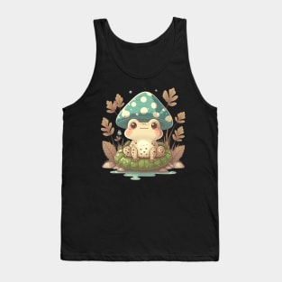 Cottagecore aesthetic frog on Mushroom Tank Top